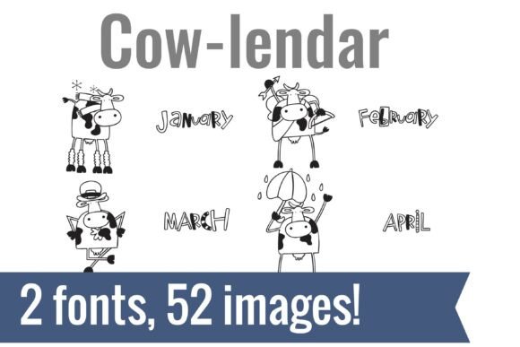 Cow-lendar Dingbats Font - Featured Image