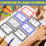 Cursive Handwriting Flashcards Checkered Font - Featured Image