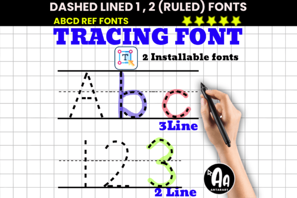 Dashed Lined Ruled Tracing Font - Featured Image