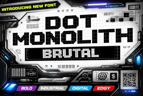 Dot Monolith Brutal Font - Featured Image