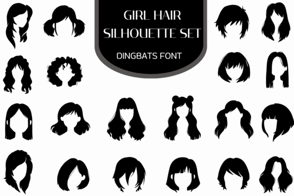 Girl Hair Silhouette Set Font - Featured Image