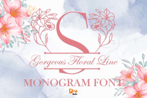 Gorgeous Floral Line Monogram Font - Featured Image